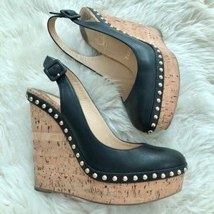 Louboutin Hot Lita 140 Calf/Cork Zeppa Wedges Heel